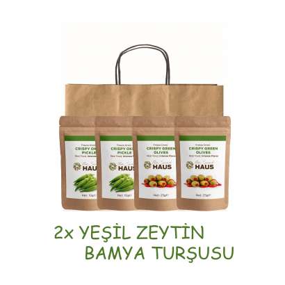 The Snack Haus Freeze Dried 4'lü Paket Yeşil Zeytin, Bamya Turşusu